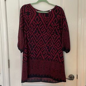 Burgundy and black tribal longsleeve dress
